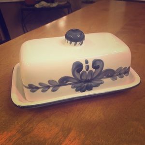 New! Blue & White Floral Butter Dish